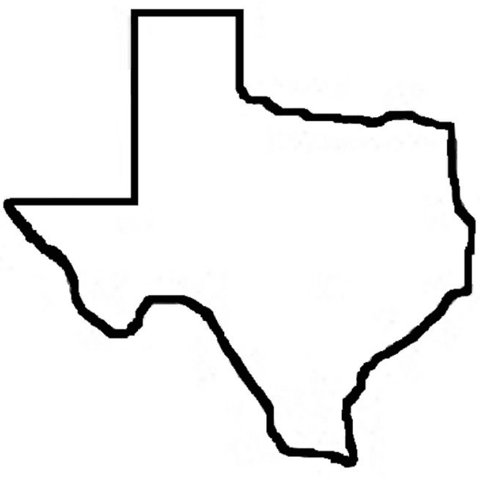 A black and white picture of the state of texas